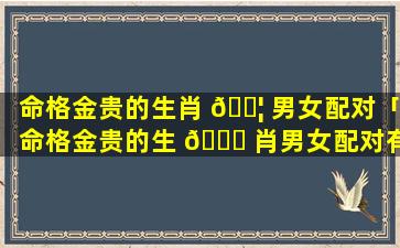 命格金贵的生肖 🐦 男女配对「命格金贵的生 💐 肖男女配对有哪些」
